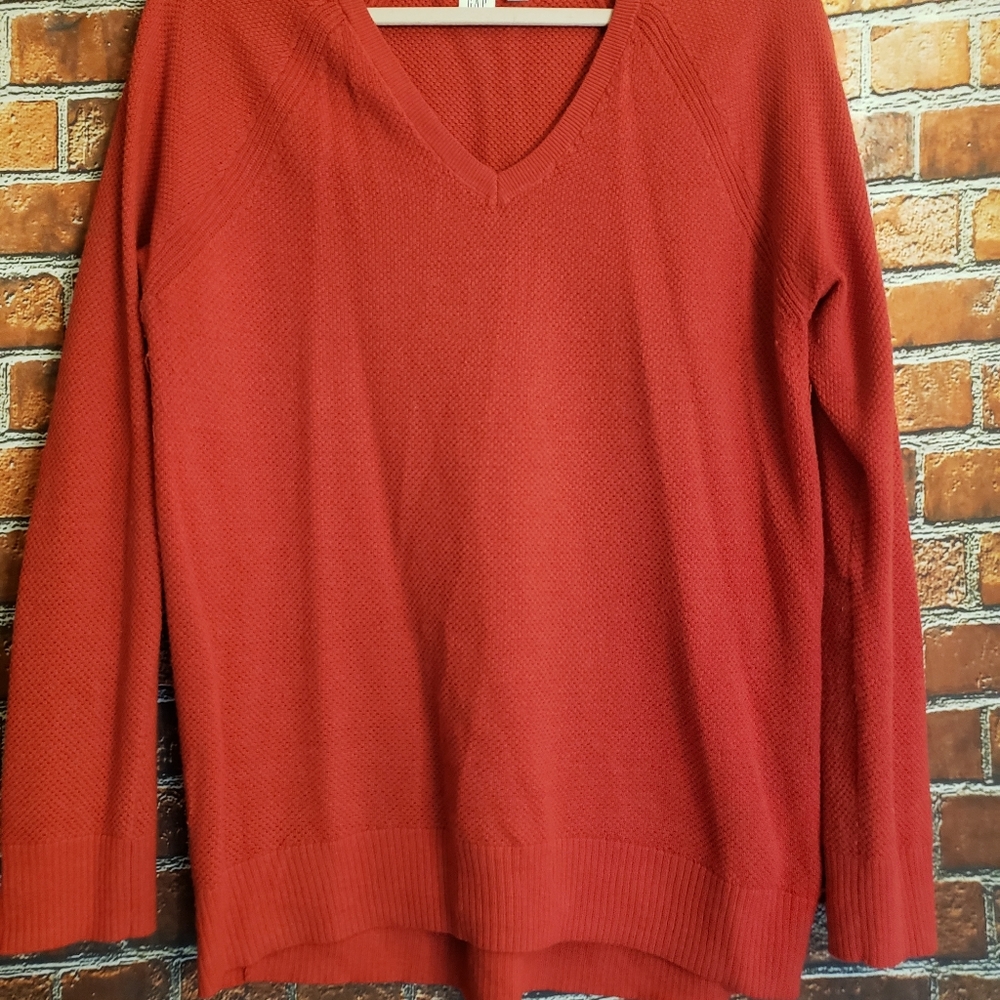 Gap Red Knitted V-Neck Sweater ~ L